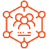 Icon of connected people within a network structure.